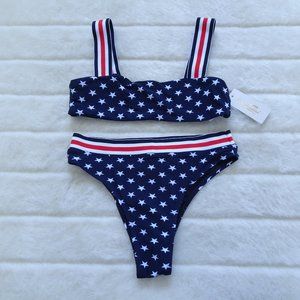 4th of July Navy Star Print Bikini Set